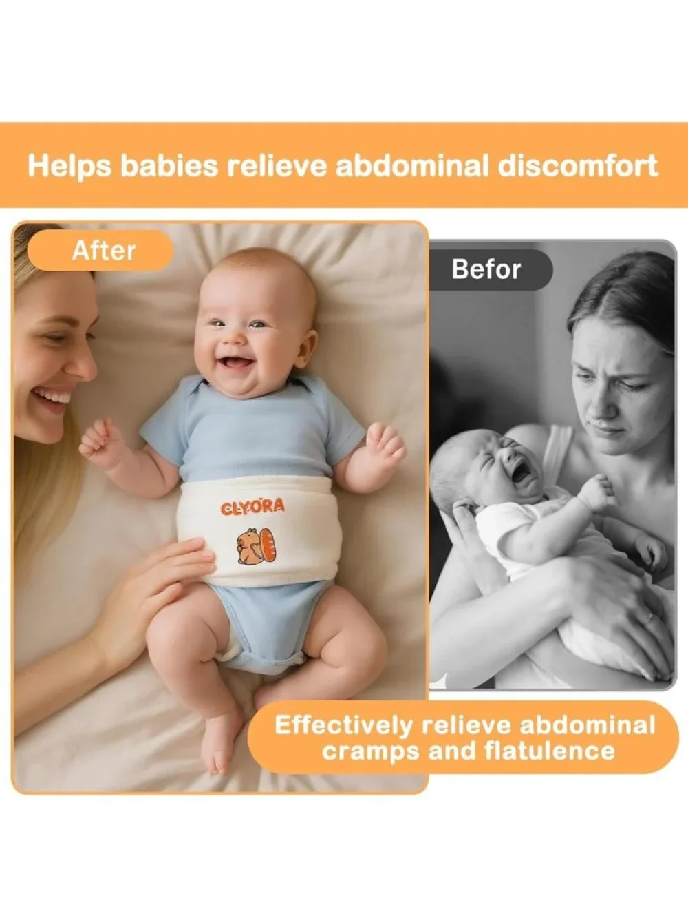 Heated Baby Belly Band for Colic Relief | Gentle Warmth Gripe Belt for Infants